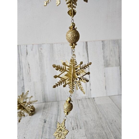 Vintage Gold sparkle snowflake ornament decor large - Picture 8 of 11